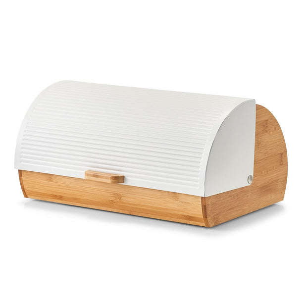 Cutie pentru paine, din bambus si metal, Bread Bin Natural / Alb, l39xA27xH19 cm