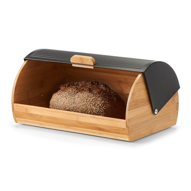 Cutie pentru paine, din bambus si metal, Bread Bin Natural / Negru, l39xA27xH19 cm (2)