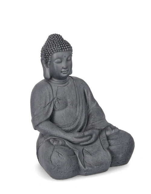 Decoratiune de gradina, din fibra de sticla, Pattaya Buddha Antracit, L36,5xl31,5xH49,5 cm