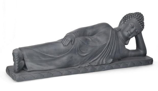 Decoratiune de gradina, din fibra de sticla, Pattaya Lying Buddha Antracit, L121xl23,5xH41,5 cm