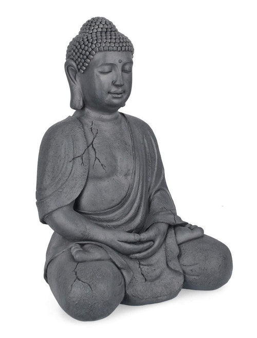 Decoratiune de gradina, din fibra de sticla, Pattaya Sitting Buddha Antracit, L52xl41xH71 cm