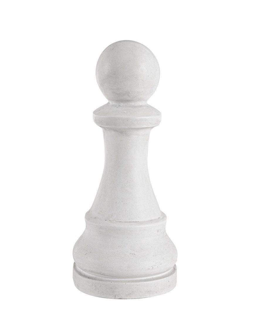 Decoratiune de gradina, din fibra de sticla si argila, Chess Pawn Alb, Ø16xH36 cm