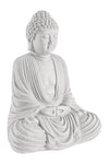 Decoratiune de gradina, din fibra de sticla si argila, Pattaya Buddha Seated Alb, L33,5xl25xH42 cm