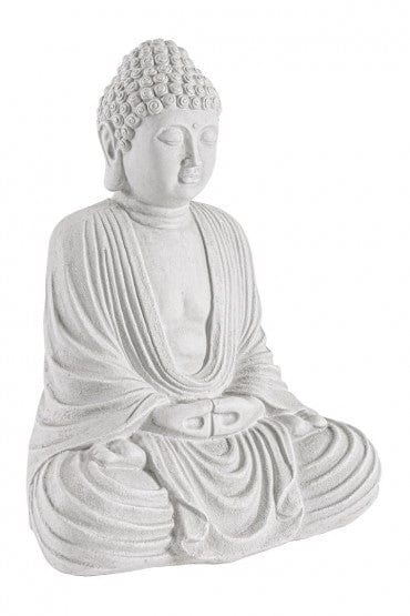 Decoratiune de gradina, din fibra de sticla si argila, Pattaya Buddha Seated Alb, L33,5xl25xH42 cm (1)