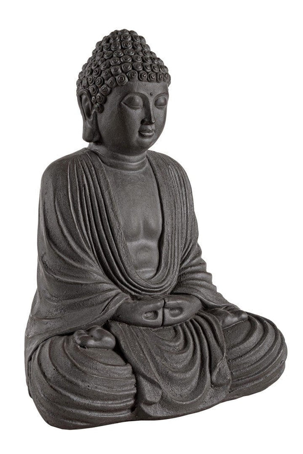 Decoratiune de gradina, din fibra de sticla si argila, Pattaya Buddha Seated Antracit, L33,5xl25xH42 cm