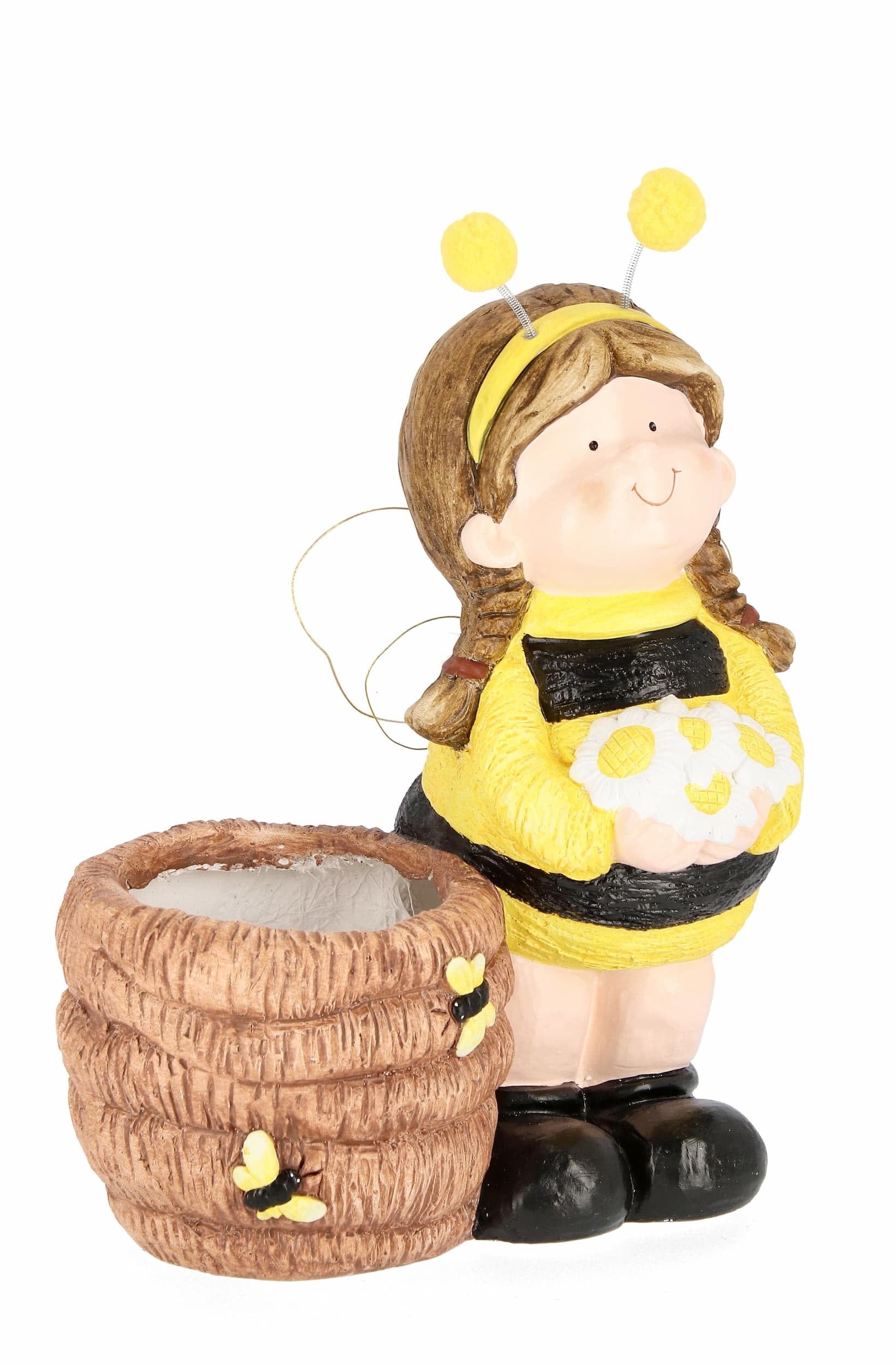 Decoratiune de gradina, din magnesia, Apiary Girl With Basket Multicolor, L32xl32xH39,5 cm