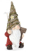 Decoratiune de gradina, din magnesia, cu incarcare solara, Hansel Gnome With LED Multicolor, L29,5xl19,5xH54 cm (2)