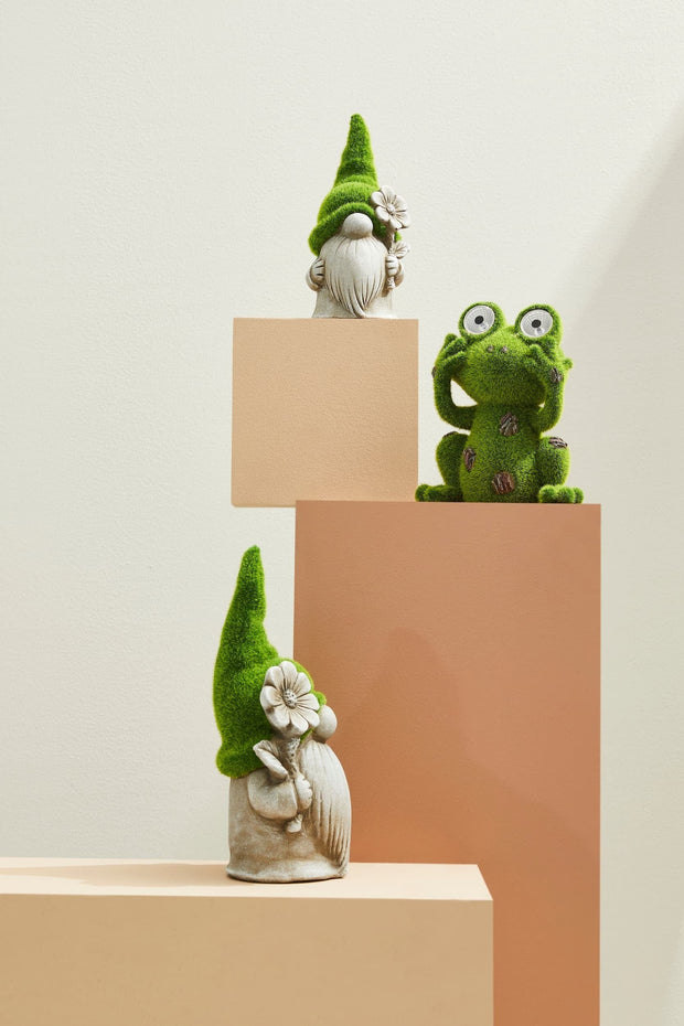 Bizzotto Decoratiune de gradina, din polirasina, cu incarcare solara, Frog Verde, L18xl18xH21 cm
