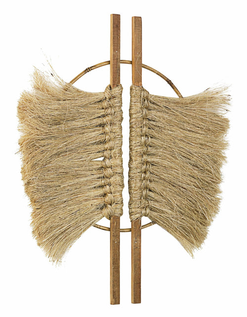 Decoratiune de perete din lemn si iuta Turkana Natural, l40xA2,2xH50 cm