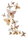 Decoratiune de perete din metal, Butterflies C Roz / Auriu, l59,5xA4xH115 cm