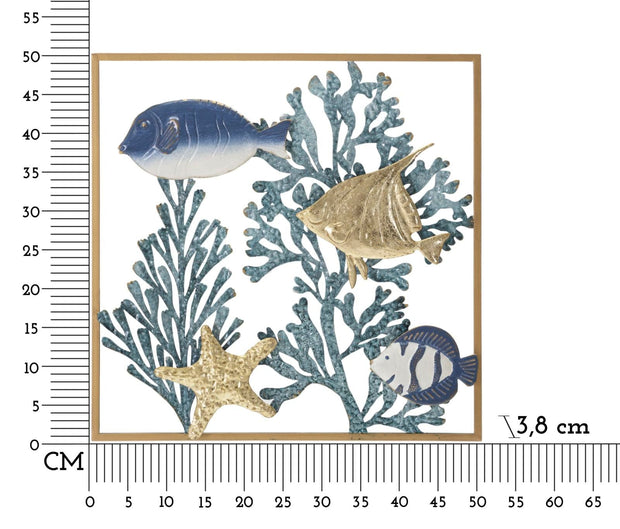 Decoratiune de perete din metal, Fish Multicolor, l50,2xA3,8xH50,2 cm (5)