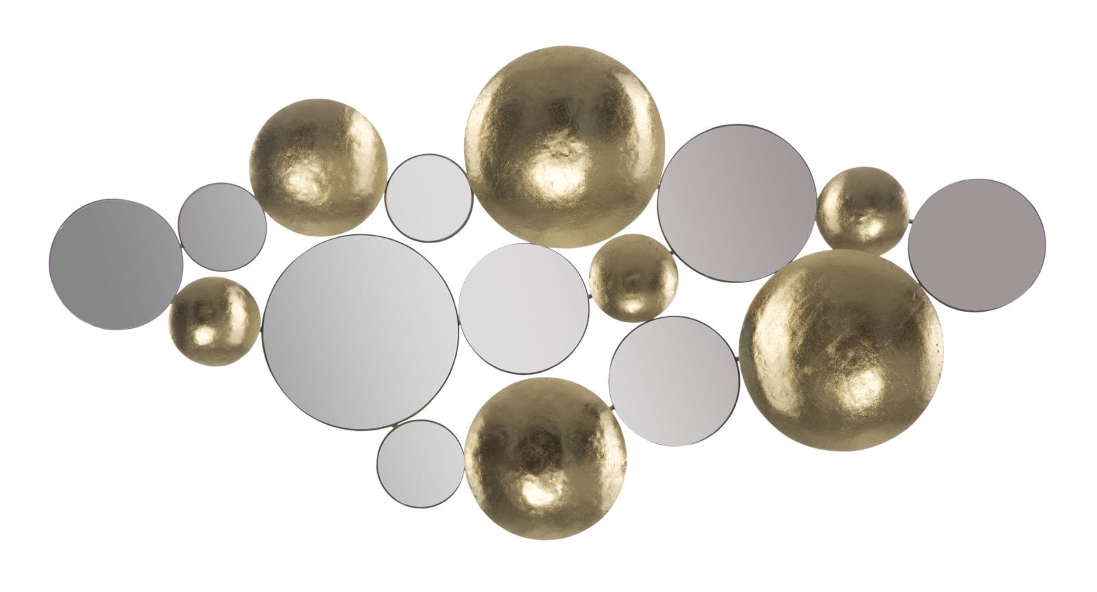 Decoratiune de perete din metal, Mirror Glam Auriu, l118xA2,5xH60 cm