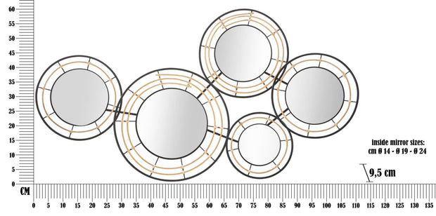 Decoratiune de perete din metal, Oporto Negru / Maro, l111xA9,5xH59 cm (5)