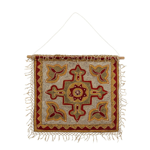 Decoratiune de perete din textil, Mughal Rosu, 75 x 75 cm