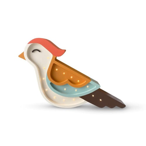 Decoratiune din lemn cu LED, Bird Albastru / Multicolor, L38xl5,5xH25 cm