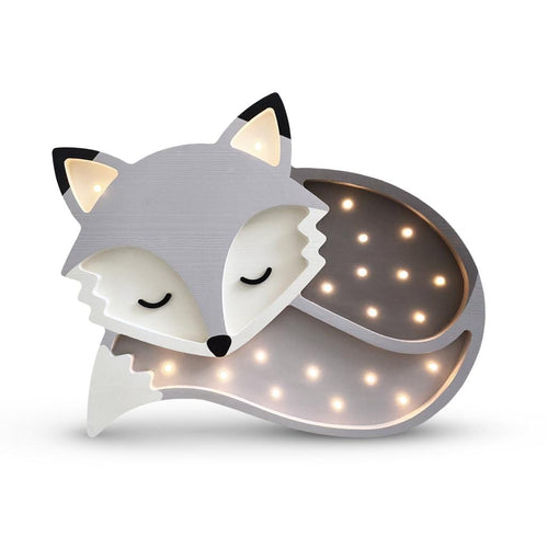 Decoratiune din lemn cu LED, Fox Gri / Multicolor, L36xl5,5xH29 cm