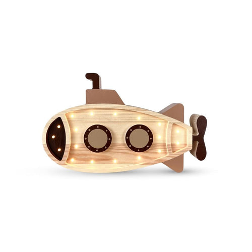 Decoratiune din lemn cu LED, Submarine Maro / Multicolor, L40xl5,5xH24,5 cm