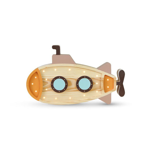 Decoratiune din lemn cu LED, Submarine Portocaliu / Multicolor, L40xl5,5xH24,5 cm