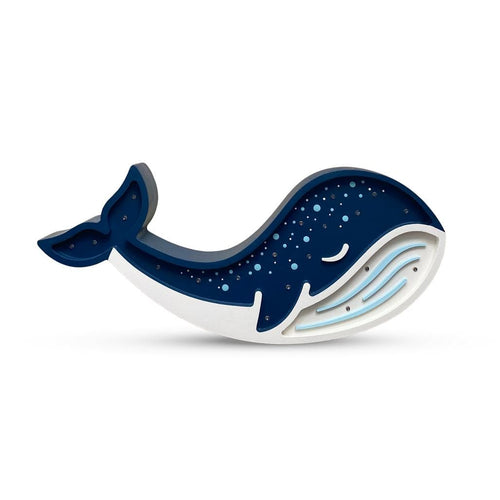 Decoratiune din lemn cu LED, Whale Albastru / Multicolor, L44,5xl5,5xH19 cm