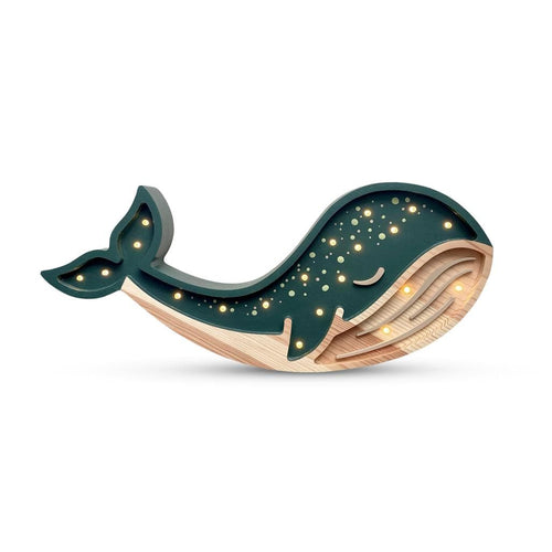 Decoratiune din lemn cu LED, Whale Verde / Multicolor, L44,5xl5,5xH19 cm