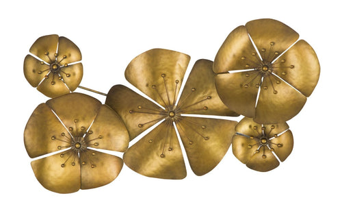 Mauro Ferretti Decoratiune metalica de perete Flower A Auriu, l94xA6xH50 cm