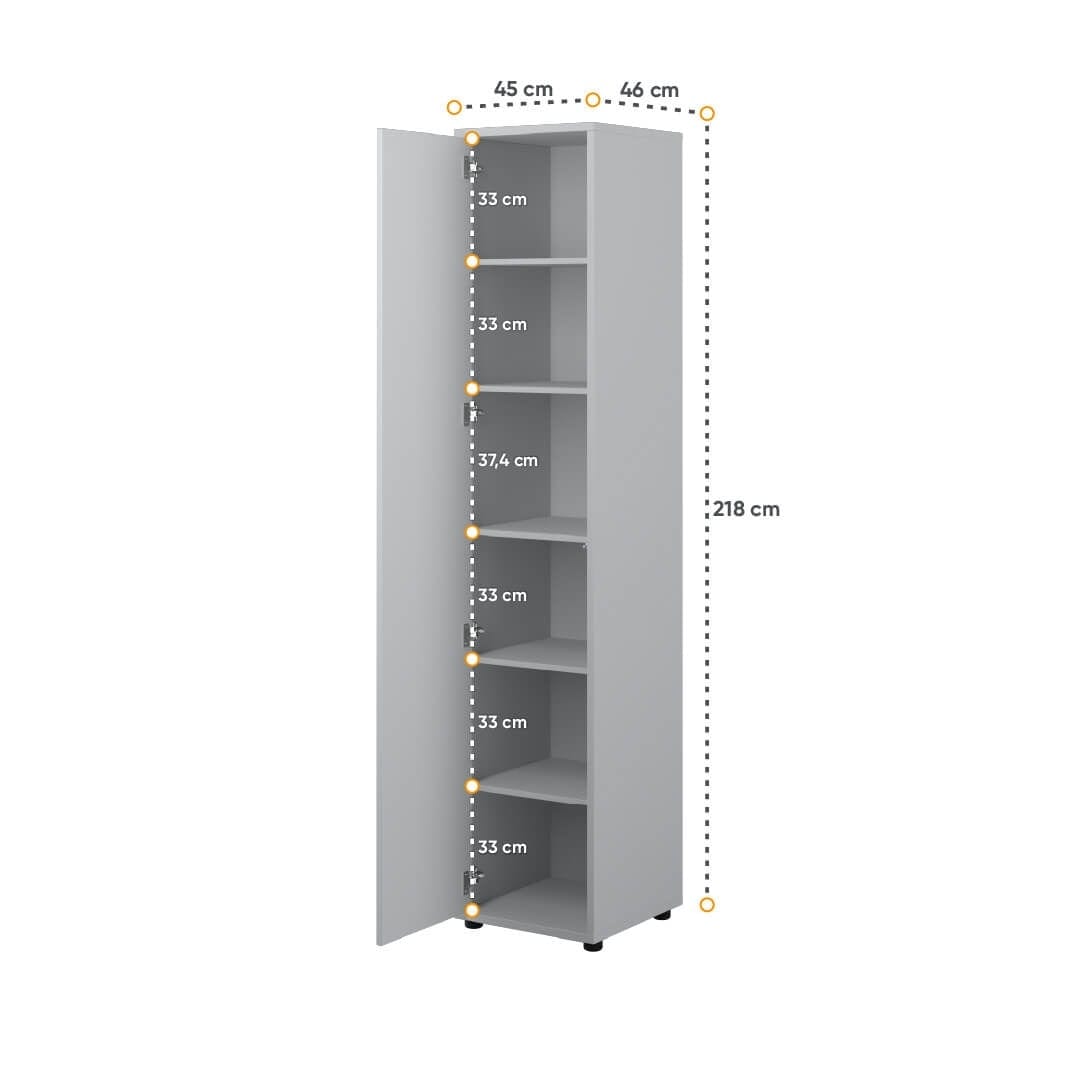 Dulap din pal cu 1 usa, BC21 Gri Mat, l45xA46xH218 cm (3)