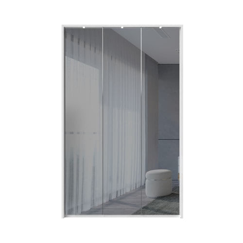 Dulap din pal si MDF, cu 3 usi, oglinda si LED inclus, Avis Stripes P3B-3OG/AV Mirror Alb, l142xA60xH227 cm