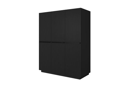 Bogart Dulap din pal si MDF, cu 3 usi si 2 sertare, Nicole 150-3D2SZ Negru, l150xA62xH207 cm