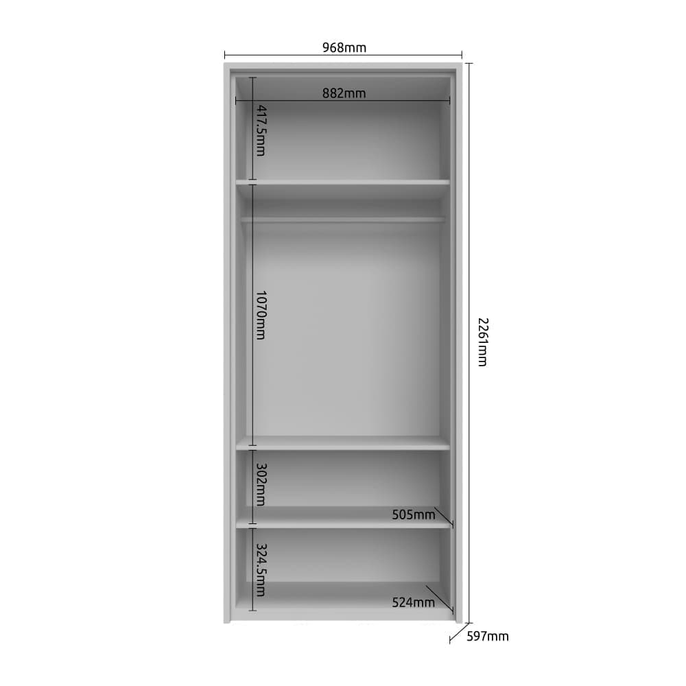 Dulap din pal si MDF, cu 2 usi si LED inclus, Piano Stripes P2B/PN Bej, l97xA60xH226 cm (2)