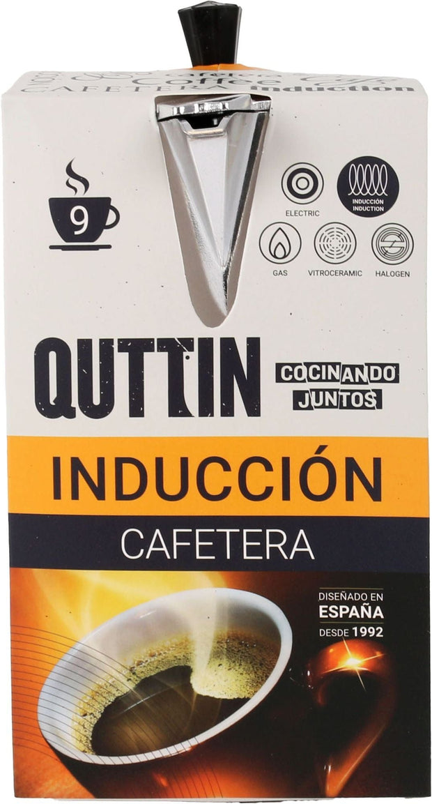 Inde Soler Hispania Espressor manual din aluminiu si metal, 9 cesti, Quttin Argintiu