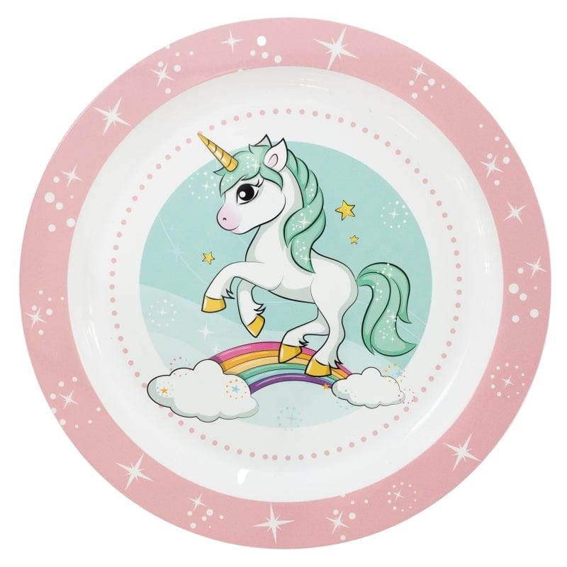 Farfurie pentru copii din plastic, Unicorn Multicolor, Ø23.1xH2 cm