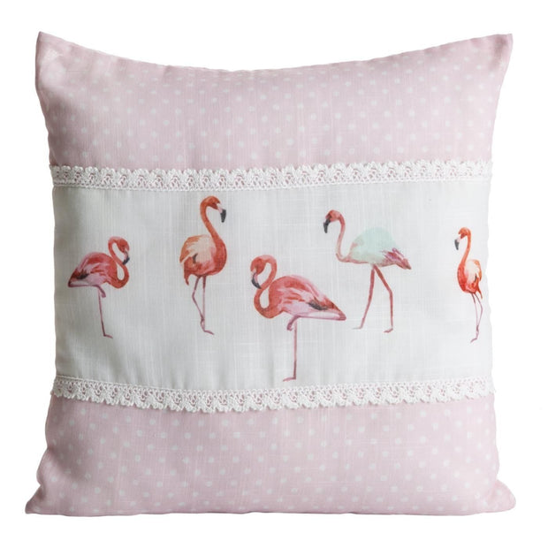 Fata perna decorativa, Flamingo Roz / Alb, 40 x 40 cm