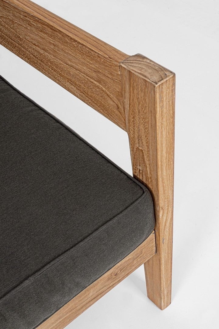 Fotoliu fix pentru gradina / terasa, din lemn de tec, cu perne detasabile, Kobo Antracit / Natural, l90xA90xH79 cm (8)