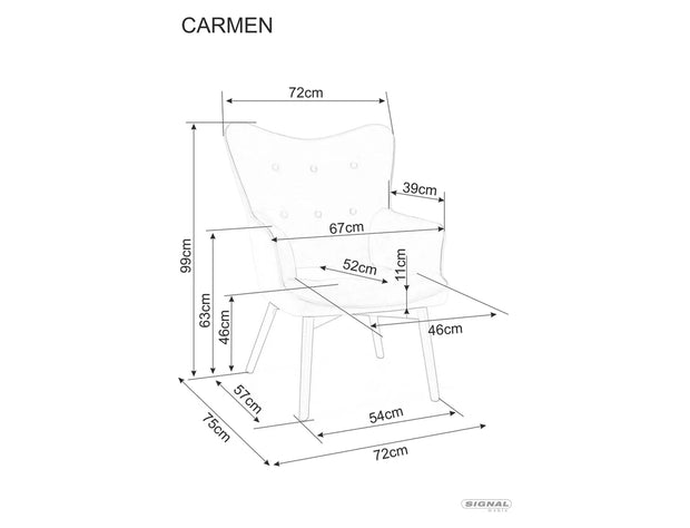 Fotoliu Fix tapitat cu stofa, Carmen II Velvet Negru / Negru, l72xA75xH99 cm (1)