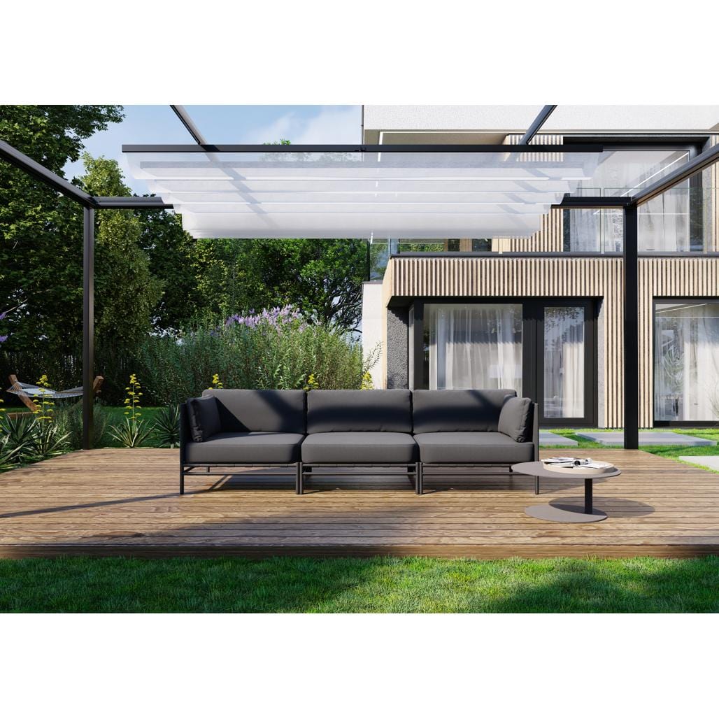 Fotoliu Modular pentru Gradina / Terasa, din metal tapitat cu stofa, Dandy Gri Inchis / Negru, l78xA78xH78 cm (3)