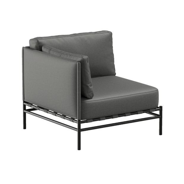 Fotoliu Modular pentru Gradina / Terasa, din metal tapitat cu stofa, Dandy Gri Inchis / Negru, l78xA78xH78 cm