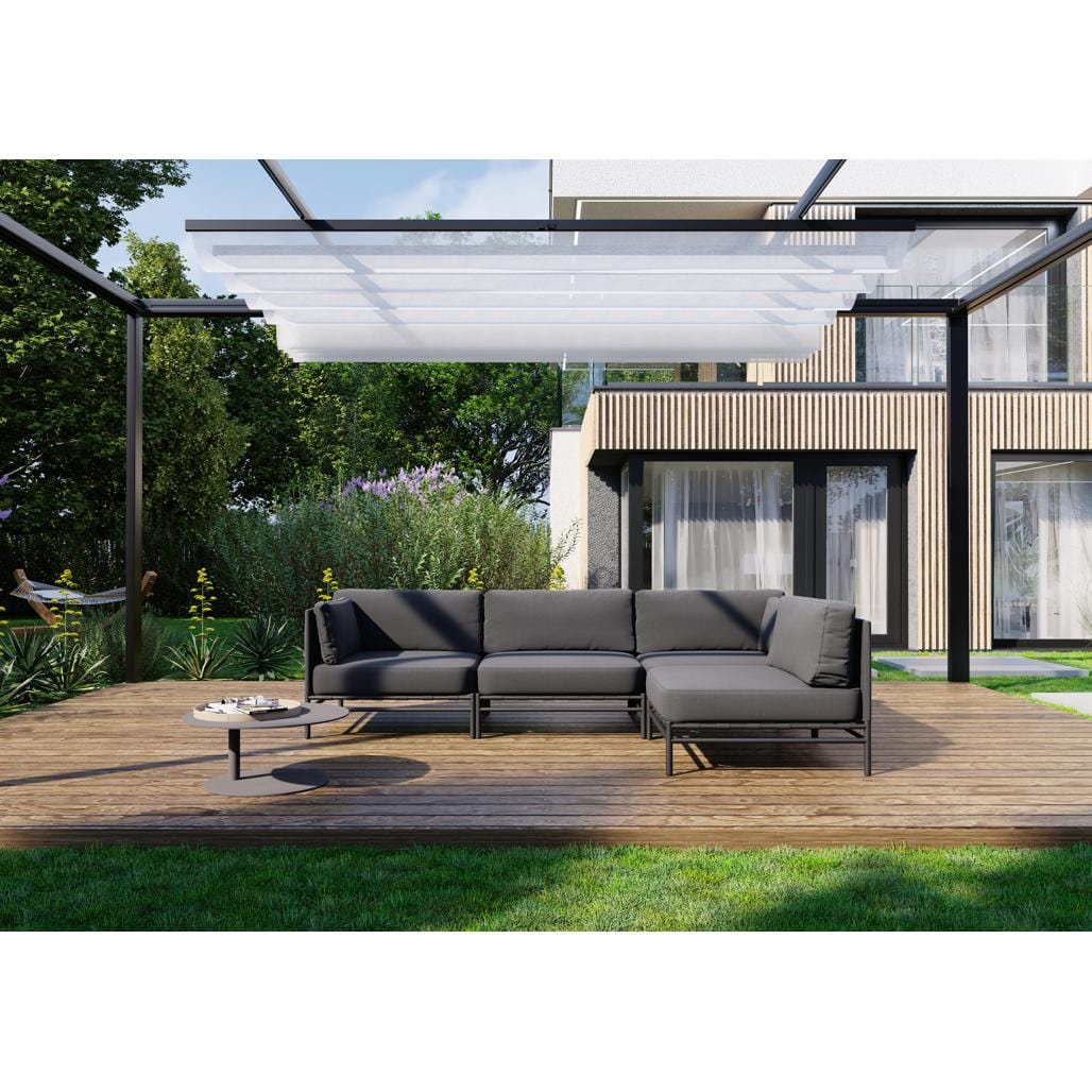 Fotoliu Modular pentru Gradina / Terasa, din metal tapitat cu stofa, Dandy Gri Inchis / Negru, l78xA78xH78 cm (3)