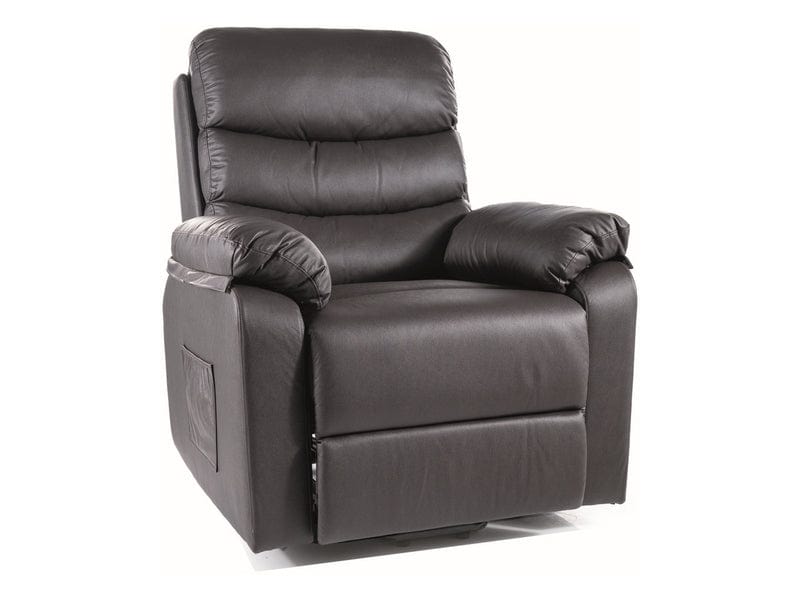 Fotoliu Recliner cu mecanism electric si functie masaj, tapitat cu piele ecologica, Hektor M Negru / Negru, l89xA93xH108 cm