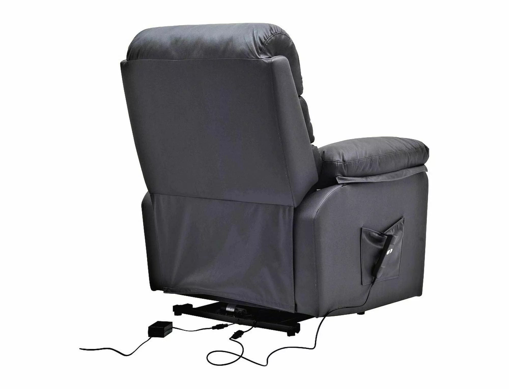 Fotoliu Recliner cu mecanism electric si functie masaj, tapitat cu piele ecologica, Hektor M Negru / Negru, l89xA93xH108 cm (1)