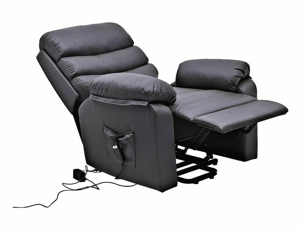 Fotoliu Recliner cu mecanism electric si functie masaj, tapitat cu piele ecologica, Hektor M Negru / Negru, l89xA93xH108 cm (2)