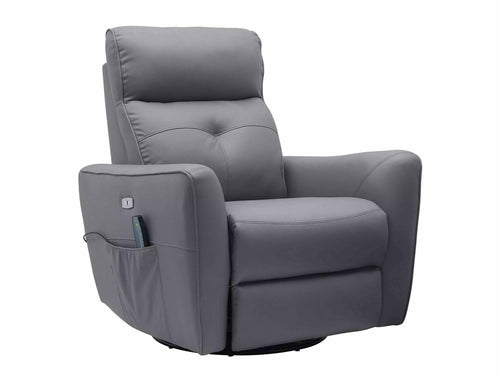 Fotoliu Recliner cu mecanism electric si functie masaj, tapitat cu piele ecologica, Helios M Gri / Negru, l89xA93xH106 cm