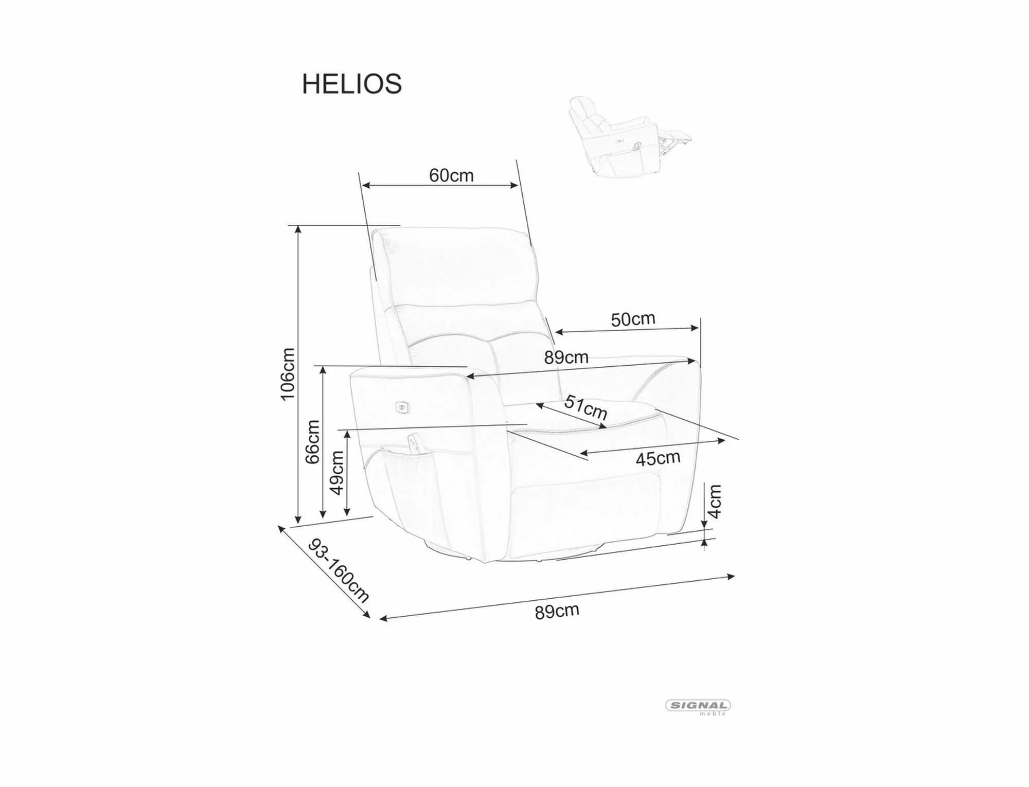 Fotoliu Recliner cu mecanism electric si functie masaj, tapitat cu piele ecologica, Helios M Portocaliu / Negru, l89xA93xH106 cm (1)