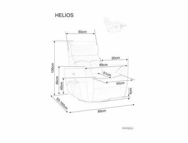 Fotoliu Recliner cu mecanism electric si functie masaj, tapitat cu piele ecologica, Helios M Portocaliu / Negru, l89xA93xH106 cm (1)