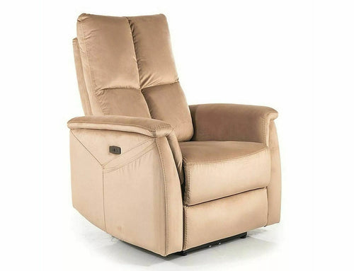 Fotoliu Recliner cu mecanism electric si functie masaj, tapitat cu stofa, Neptun M Velvet Bej / Negru, l76xA94xH96 cm