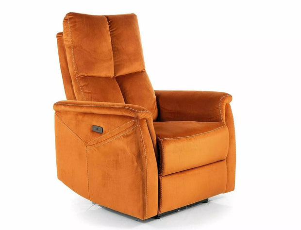 Fotoliu Recliner cu mecanism electric si functie masaj, tapitat cu stofa, Neptun M Velvet Maro / Negru, l76xA94xH96 cm