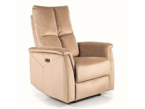 Fotoliu Recliner cu mecanism electric si functie masaj, tapitat cu stofa, Neptun Velvet Bej / Negru, l76xA94xH96 cm