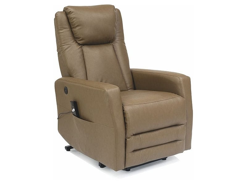 Fotoliu Recliner cu mecanism electric, tapitat cu piele ecologica, Adonis Buffalo Verde Olive / Negru, l77xA93xH107 cm