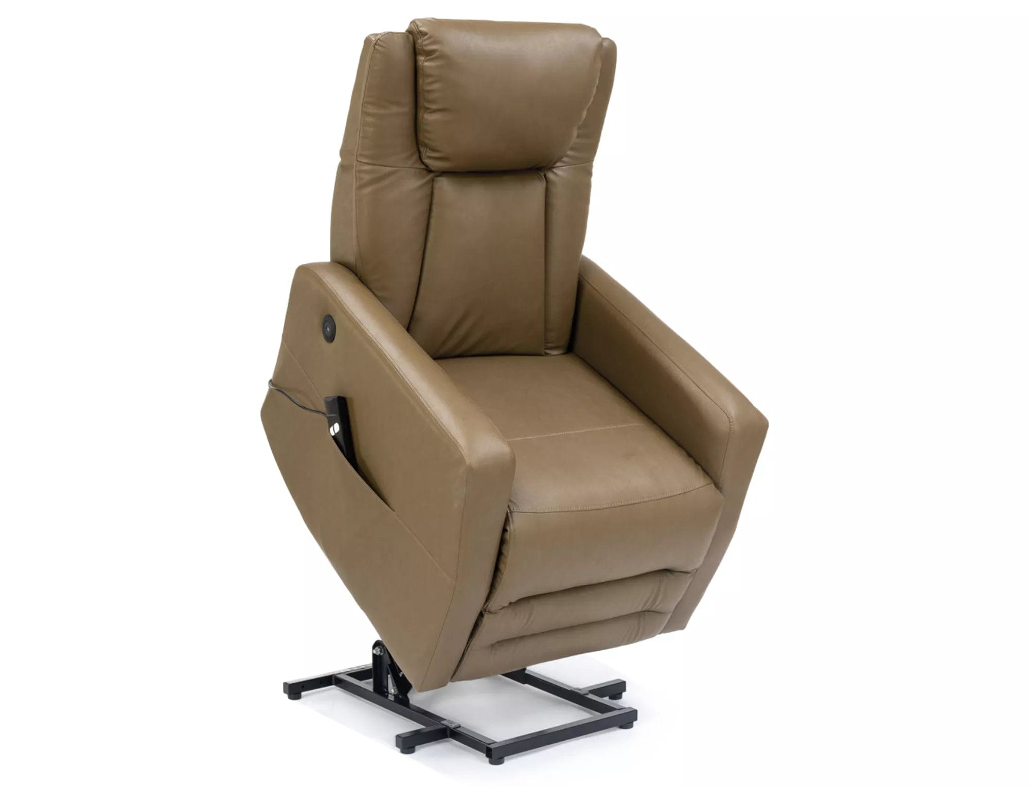 Fotoliu Recliner cu mecanism electric, tapitat cu piele ecologica, Adonis Buffalo Verde Olive / Negru, l77xA93xH107 cm (1)