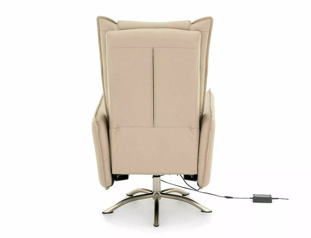 Fotoliu Recliner cu mecanism electric, tapitat cu piele ecologica, Notos Bej / Gri, l72xA83xH116 cm (2)