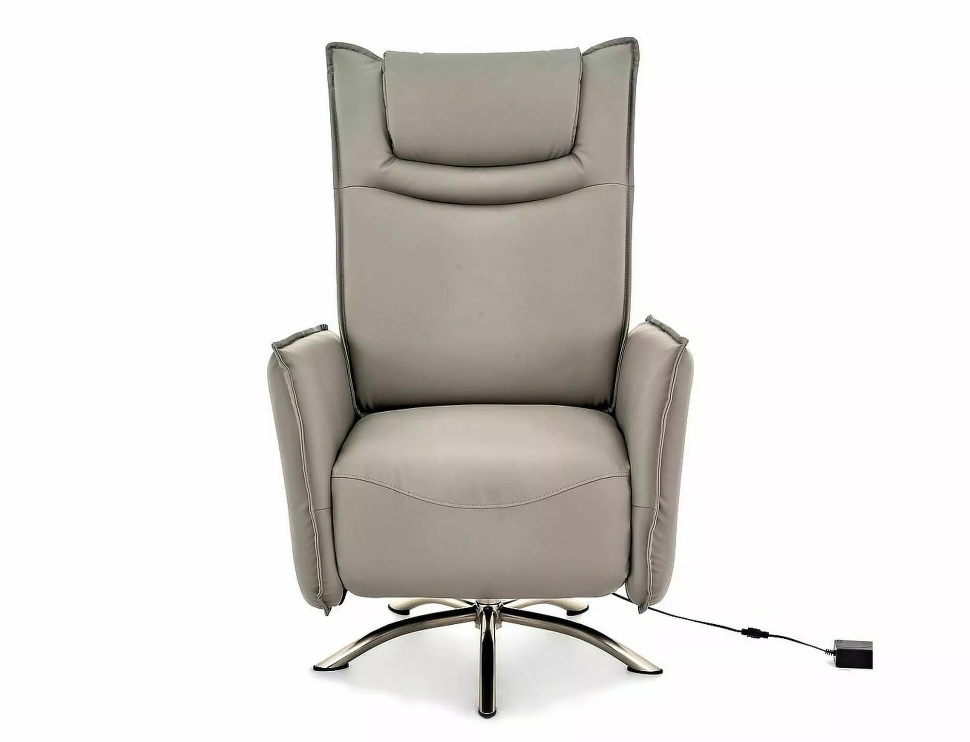 Fotoliu Recliner cu mecanism electric, tapitat cu piele ecologica, Notos Gri / Gri, l72xA83xH116 cm (2)